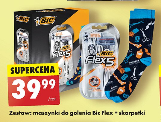 Zestaw w pudełku: maszynki do golenia + skarpetki Bic flex 5 promocja