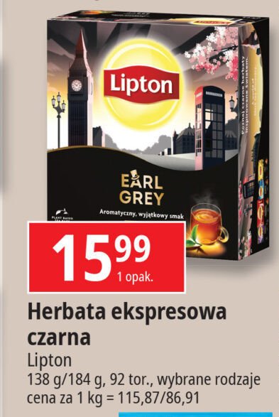 Herbata earl grey Lipton special collection promocja w Leclerc