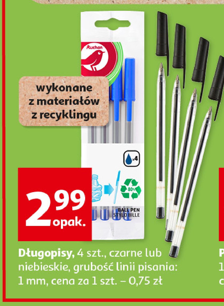 Długopisy czarne Auchan promocja
