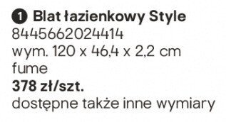 Blat łazienkowy Style fume promocja w Castorama