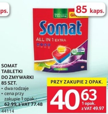 Tabletki do zmywarki Somat All in 1 Extra 85 szt. dwa rodzaje promocja w Selgros