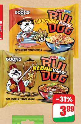 Danie nudle Buldog Carbonara Flavor promocja w Dino
