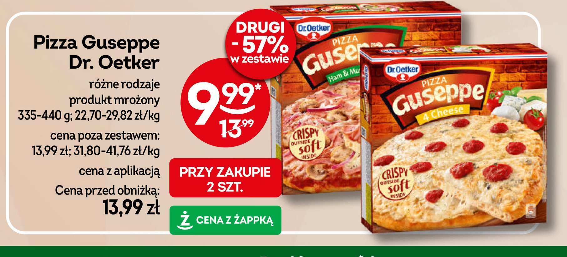 Pizza z szynką i pieczarkami Dr. oetker guseppe promocja w Żabka