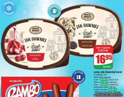 Lody Jak Dawniej Koral śmietanka wiśnia promocja w Dino