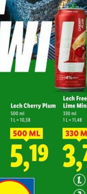 Piwo bezalkoholowe Lech Cherry Plum 500 ml promocja w Lidl