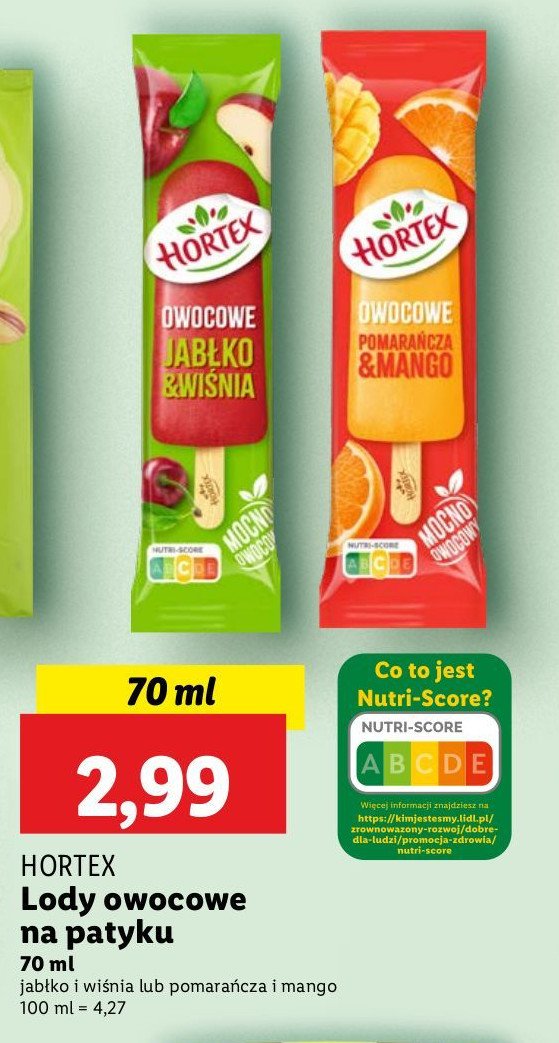 Lody jabłko-wiśnia Hortex promocja w Lidl