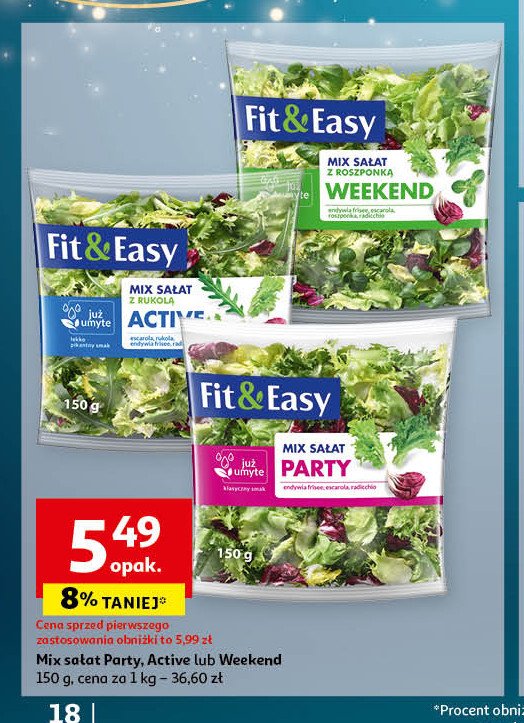 Mieszanka sałat party Fit & easy promocja w Auchan