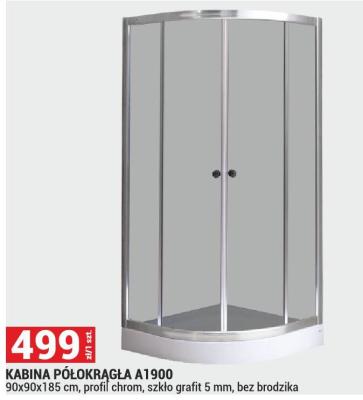 Kabina półokrągła A1900 90x90x185 cm, profil chrom, szkło grafit 5 mm, bez brodzika promocja w Merkury Market