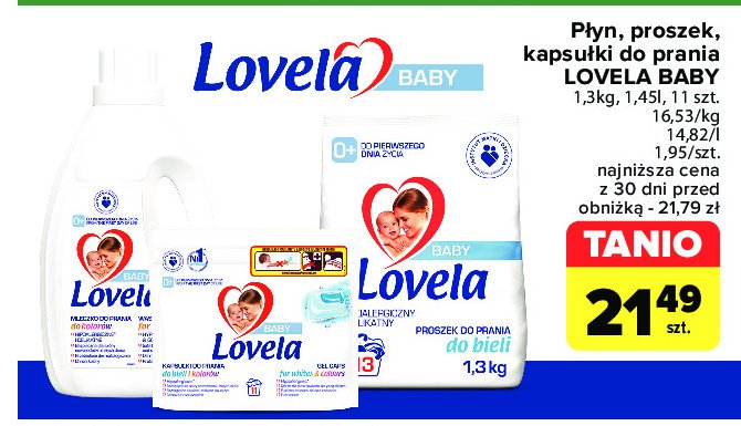 Kapsułki do prania do bieli i kolorów Lovela baby promocja w Carrefour Market