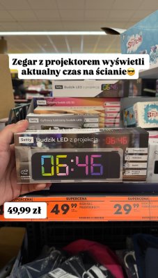 Budzik RGB z projektorem Setty promocja w Biedronka
