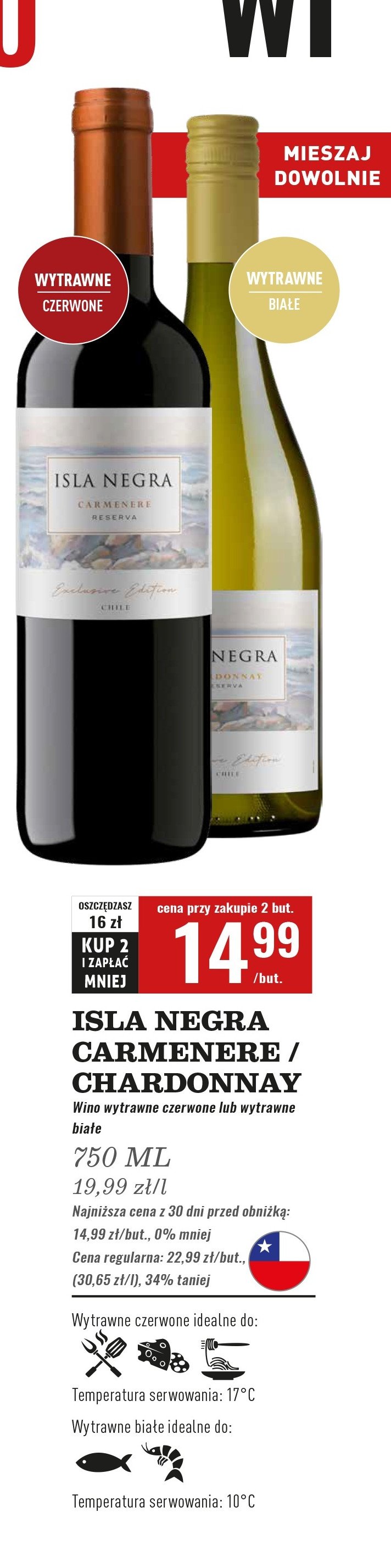 Wino ISLA NEGRA CARMENERE RESERVA promocja