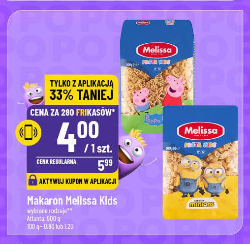 Makaron dla dzieci minionki Melissa pasta kids promocja w POLOmarket