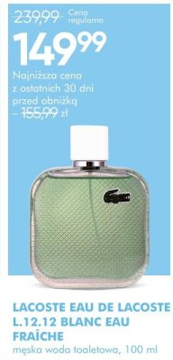 Perfumy męskie LACOSTE EAU DE LACOSTE L.12.12 BLANC EAU FRAICHE woda toaletowa promocja w Super-Pharm