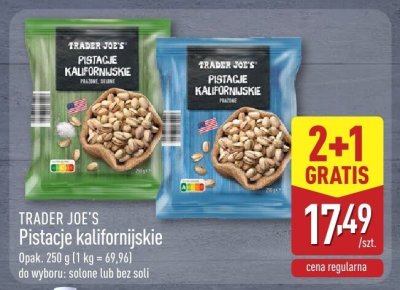 Pistacje kalifornijskie Trader Joe's opak. 250 g (1 kg = 69,96) do wyboru: solone lub bez soli promocja w Aldi