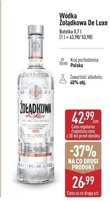 Wódka Żołądkowa De Luxe 0,7l promocja w Aldi