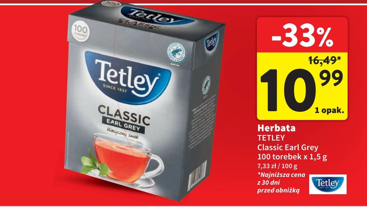 Herbata earl grey Tetley classic promocja