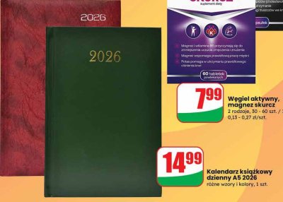 Kalendarz książkowy dzienny A5 2026, różne wzory i kolory promocja w Dino