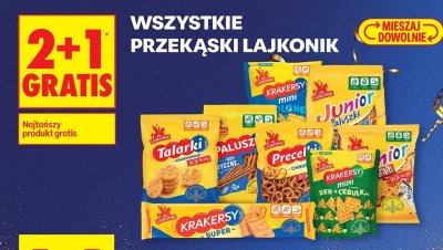 Wszystkie przekąski Lajkonik 2+1 gratis promocja w Biedronka