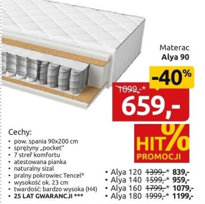 Materac Alya 90 promocja w Black Red White
