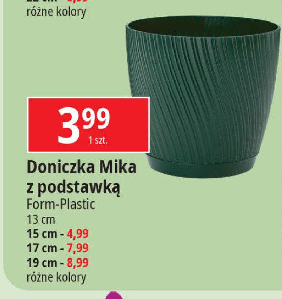 Doniczka mika z podstawką 13 cm Form-plastic promocja