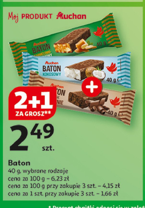 Baton orzechowy Auchan różnorodne (logo czerwone) promocja