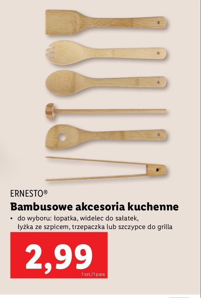 Szczypce do grilla bambusowe Ernesto promocja w Lidl