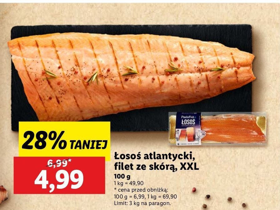 Łosoś atlantycki filet ze skórą świeży promocja