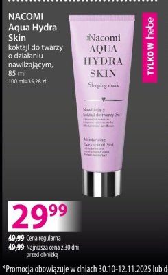 Krem odżywczy Aqua Hydra Skin NACOMI, 2% kwas szikimowy, z dodatkiem nawilżającym, 85 ml promocja w Hebe