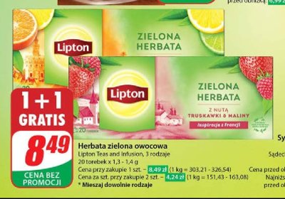 Herbata z nutą truskawki i maliny Lipton green tea promocja