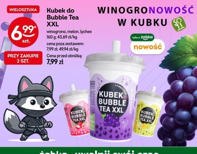 Kubek do Bubble Tea XXL winogrono, melon, lychee promocja w Żabka