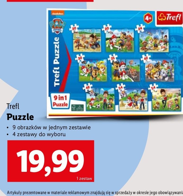 Puzzle 4 w 1 Trefl promocja w Lidl