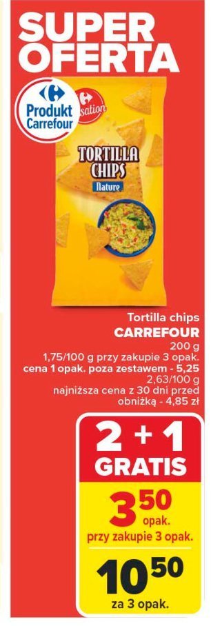 Chipsy tortilla naturalne Carrefour promocja