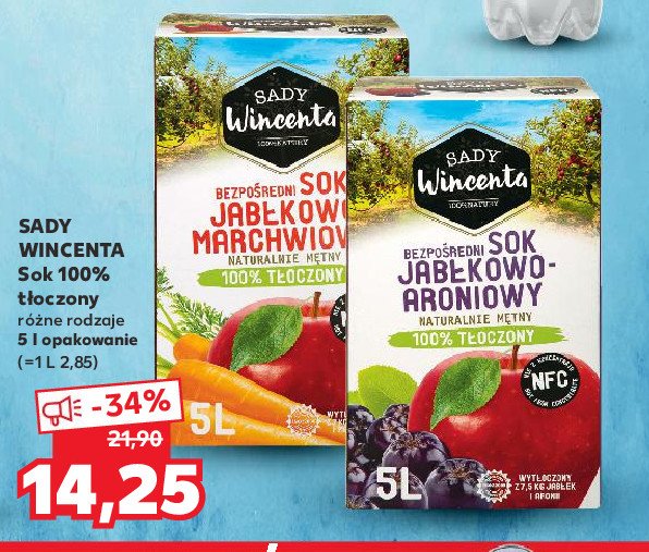Sok jabłkowo aroniowy Sady wincenta promocja