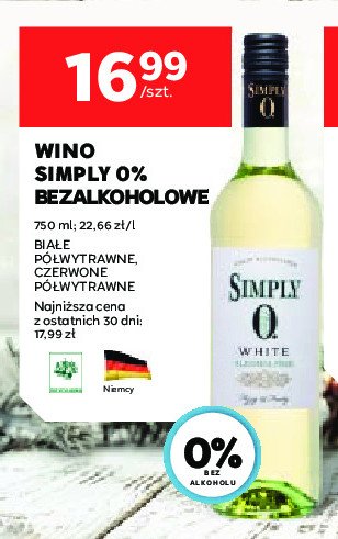 Wino czerwone półwytrawne SIMPLY (WINO) promocja w Stokrotka