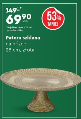 Patera szklana na nóżce, 28 cm, złota promocja w Biedronka