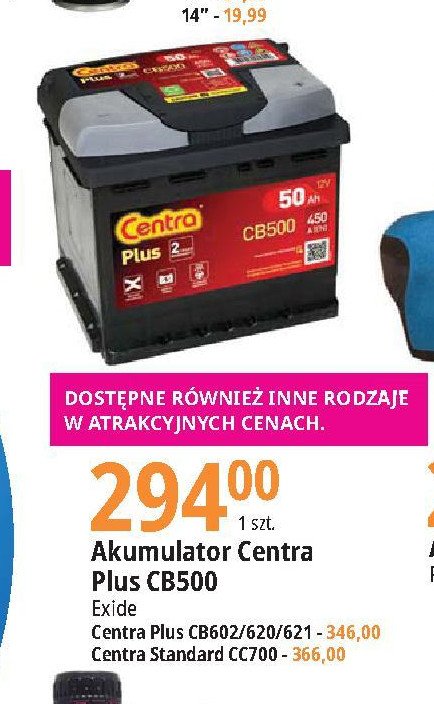 Akumulator cb500 50ah Centra plus promocja