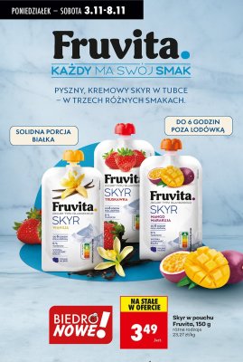 Skyr w pouchu Fruvita, 150 g mango marakuja promocja w Biedronka