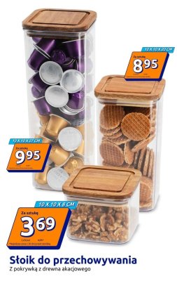 Słoik do przechowywania z pokrywką z drewna akacjowego 10x10x20 cm promocja w Action