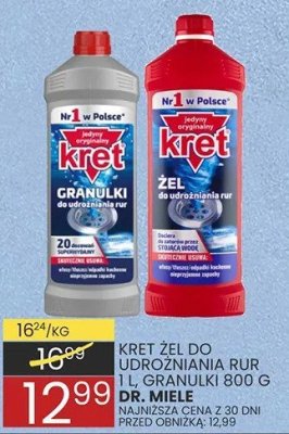 Żel Kret do udrożniania rur 1 l lub granulki 800 g Dr. Miele promocja w Wafelek