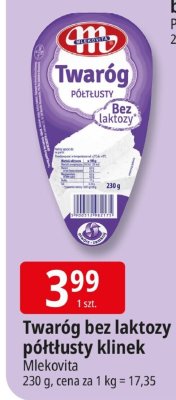 Twaróg półtłusty bez laktozy Mlekovita promocja w Leclerc
