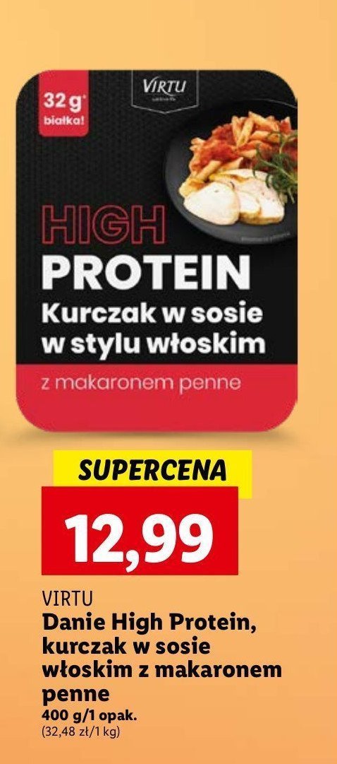 Kurczak w sosie włoskim z makaronem penne Virtu high protein promocja