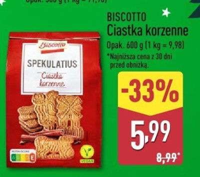 Ciastka korzenne Spekulatius Biscotto promocja w Aldi