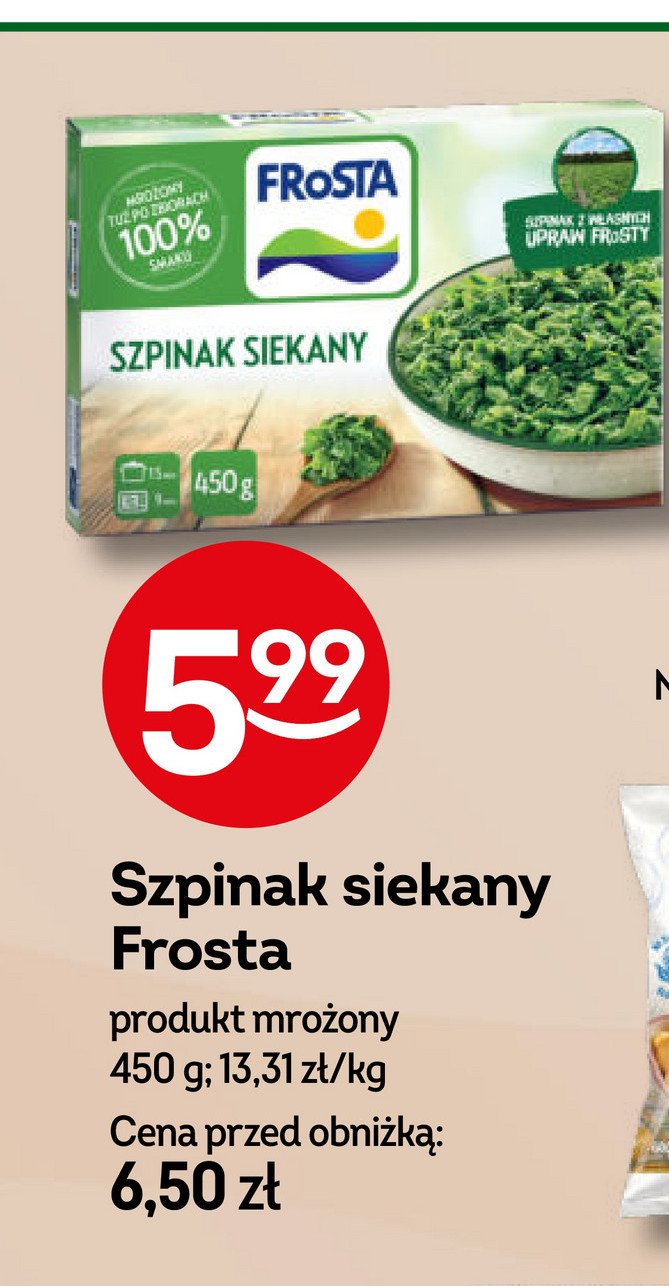 Szpinak siekany bez przypraw Frosta promocja w Żabka