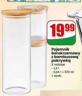 Pojemnik borokrzemowy z bambusową pokrywką 2 rodzaje promocja w Dino