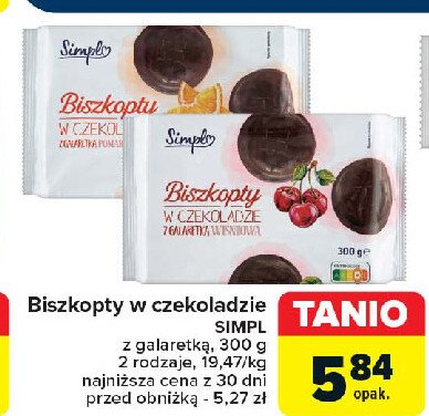 Biszkopty w czekoladzie z galaretką wiśniową Simpl promocja