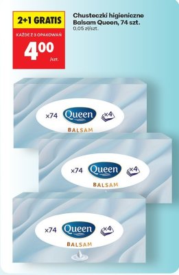 Chusteczki higieniczne Balsam Queen, 74 szt. promocja w Biedronka