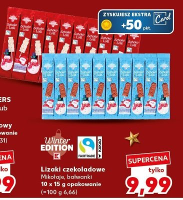 Lizaki czekoladowe Mikołaje, bałwanki promocja w Kaufland