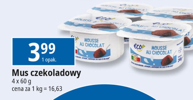 Mus czekoladowy Eco+ promocja w Leclerc