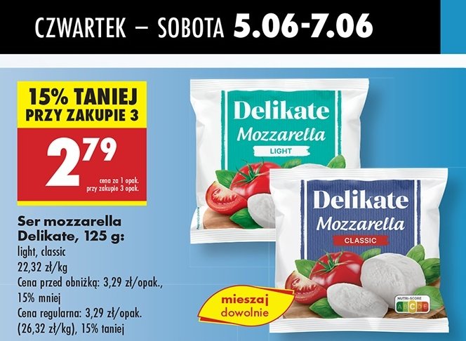 Ser mozzarella light Delikate promocja