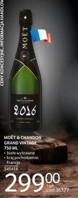 Szampan Moët & Chandon Grand Vintage 750 ml białe wytrawne kraj pochodzenia: Francja promocja w Selgros